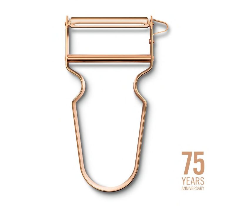 Rose gold peeler by Victorinox Rex, featuring ergonomic grip and precise blade for effortless fruit and vegetable peeling.