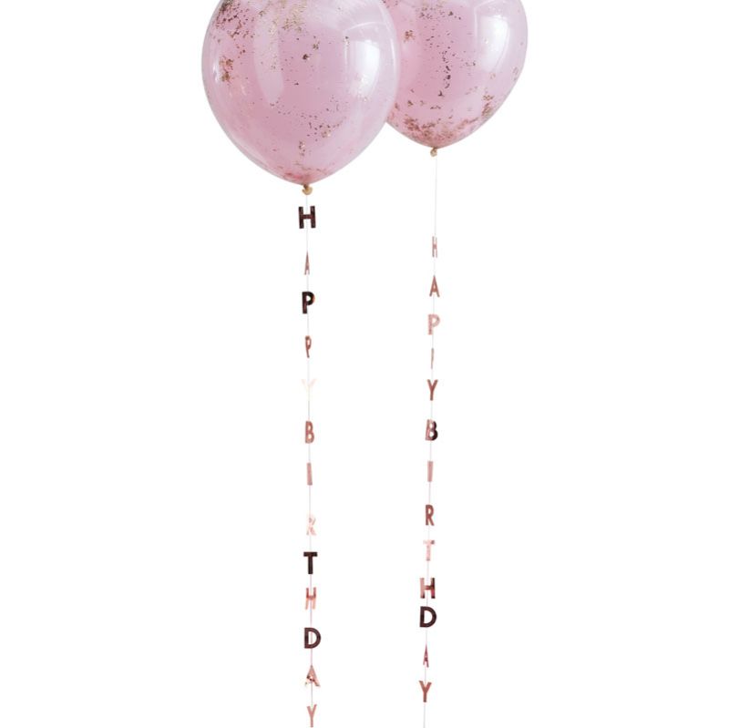 Mix It Up - Rose Gold Happy Birthday Balloon Tails