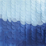 Blue ombre tissue paper disc backdrop, 200cm x 200cm, perfect for parties and eco-friendly celebrations.