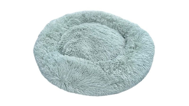 Seafoam calming pet bed, 75cm, features removable cover, non-slip base, and a cozy, secure design for better sleep.