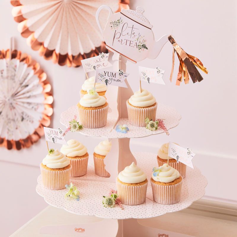 Lets Par Tea - Paper Cake Stand - Floral Tea Pot - Party De