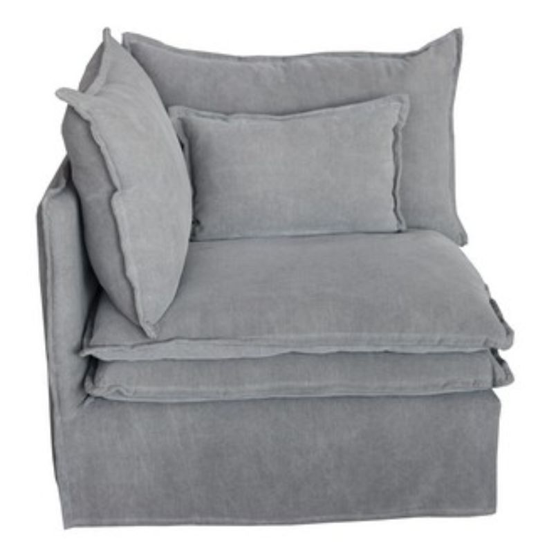 MALTA DOUBLE CUSHION SECTIONAL CORNER LEFT - GREY (95cm)