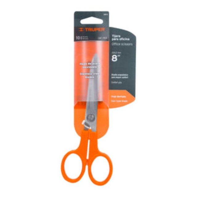 Ergonomic 200mm stainless steel scissors for precise cutting of cardstock, paper, and tape, ideal for home and office use.