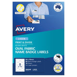 Avery Oval Fabric Name Badge Labels  84x50 mm 10 Sheets