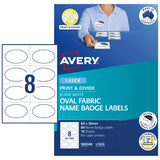 Avery Oval Fabric Name Badge Labels  84x50 mm 10 Sheets