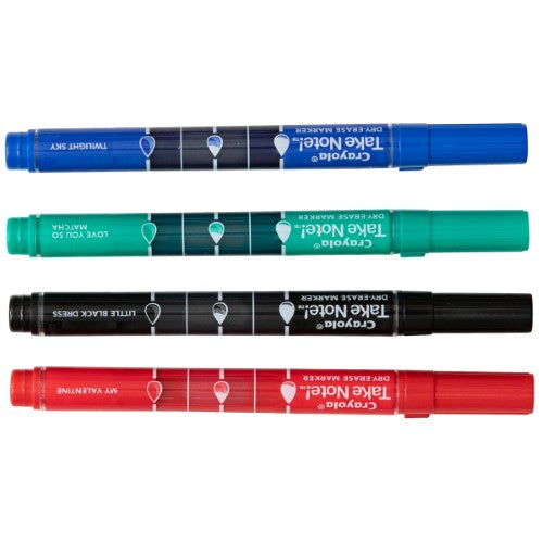 Crayola Take Note Whiteboard Fineline Markers 4Pk