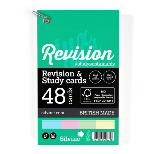 Luxpad Revision Study Cards 5x3  Assorted Colours with Binding Ring