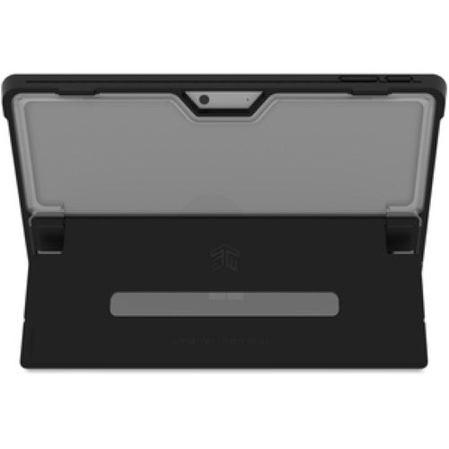 Dux Shell rugged case for Surface Pro 9, black, lightweight, drop-resistant, with transparent back showcasing device design.