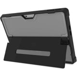 Dux Shell rugged black case for Surface Pro 9, featuring a transparent back and drop-resistant design for optimal protection.