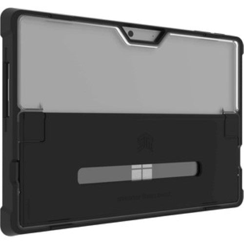 Rugged black Dux Shell case for Surface Pro 9, featuring drop protection and a transparent back to showcase your device.