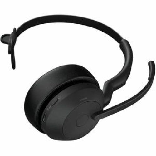 Jabra Evolve 2 55 Mono headset with noise-cancelling mic, Bluetooth, and all-day comfort for hybrid work and streaming.