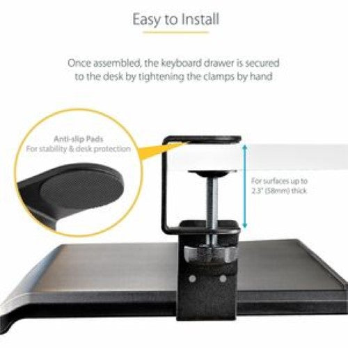 Under-Desk Keyboard Tray - Adjustable Up to 12kg/26.5lb