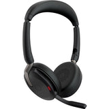 Jabra EVOLVE 2 65 FLEX UC/USB-C stereo headset with ANC, portable design, and voice-isolating microphone for clear calls.