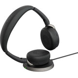 Wireless Jabra EVOLVE 2 65 FLEX UC stereo headset with ANC, foldable design, and dual connectivity for professionals.