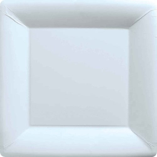 Square Frosty White paper plates, 23cm, pack of 20, eco-friendly, perfect for gatherings and outdoor events.