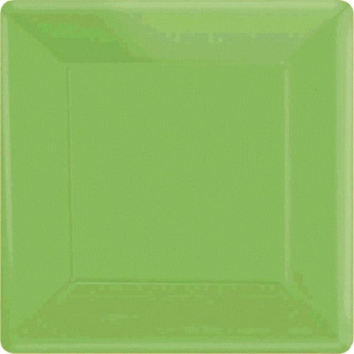 Square kiwi-colored paper plates, 23cm, pack of 20, FSC certified for eco-friendly dining.