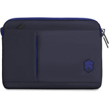 Blue STM Blazer 2023 laptop sleeve for MacBook Pro/Air 13"-14", slim, rugged, water-resistant with removable strap and external pocket.