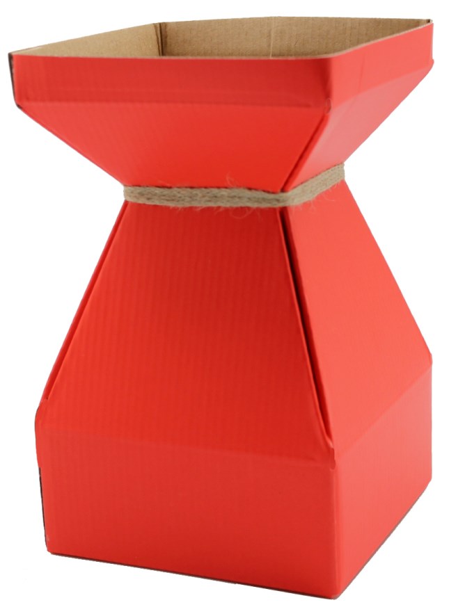Vaz Small Transportable Cardboard Vase with Liner in Red. Pack of 10.