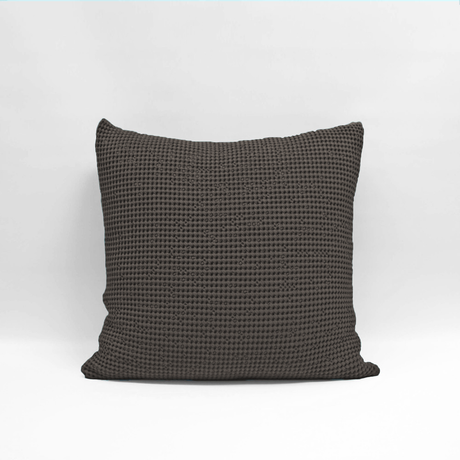 Slate Euro pillowcase by Baksana, featuring deep waffle texture, made from soft OEKO-TEX certified cotton with zip closure.