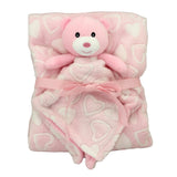 Soft Plush Toy - Pink Bear Baby Cuddle Buddy Blanket Set