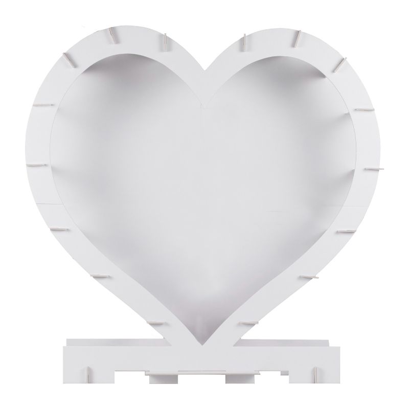 Heart-shaped balloon mosaic stand for romantic celebrations, easy to assemble, eco-friendly, and ideal for anniversaries or weddings.