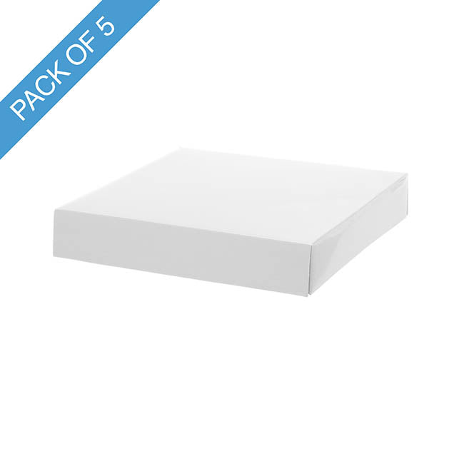 Posy Box Lid Large Gloss White Pack 5 (22x22x4cmH)