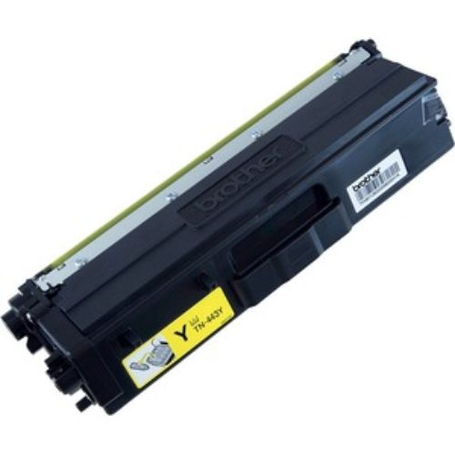 Brother TN443 Yellow Toner Cartridge for laser printers, offering high yield of 4,000 pages with vibrant, sharp prints.