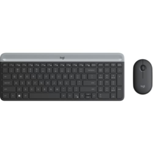 Logitech MK470 Slim Wireless Combo: sleek keyboard and mouse in graphite, designed for minimalist workspaces and quiet productivity.