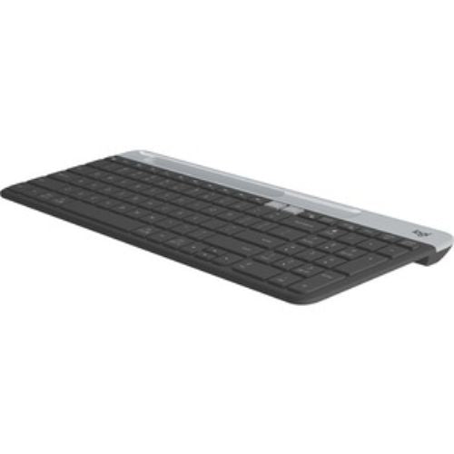 Logitech K580 Slim Wireless Keyboard with Easy-Switch, built-in phone cradle, and Bluetooth/USB connectivity for multitasking.