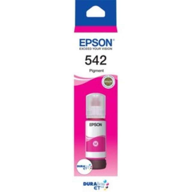 Epson T542 magenta ink cartridge for EcoTank printers, yielding 2800 pages of vibrant, high-quality prints.