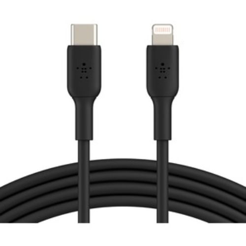 Belkin 1m Lightning/USB-C Data Transfer Cable in black, designed for fast charging and data sync for Apple and USB-C devices.