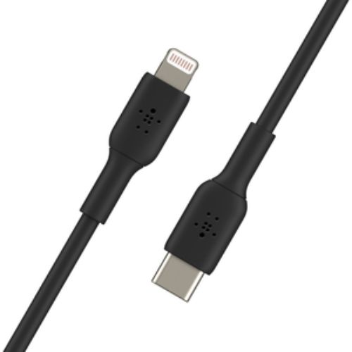 Belkin 1 m Lightning/USB-C cable for fast data transfer and charging, compatible with Apple and USB-C devices in sleek black.