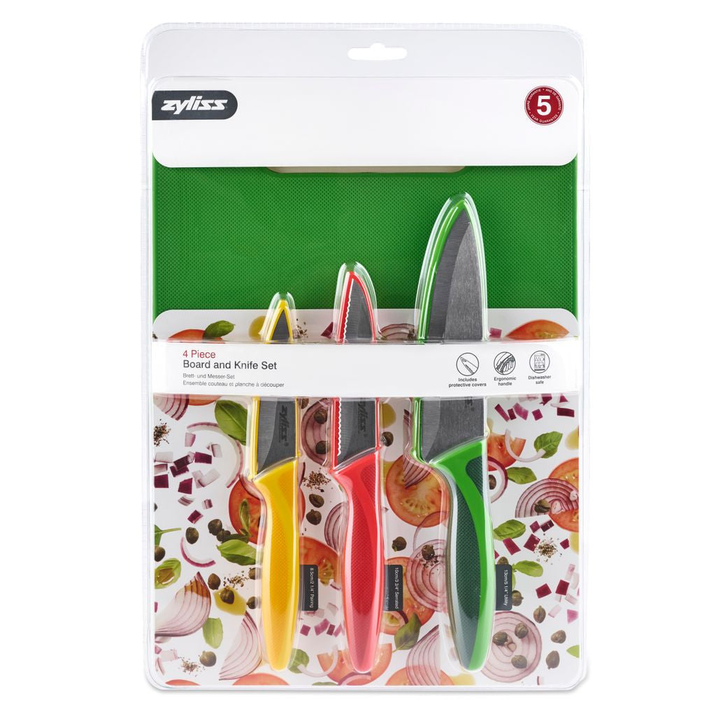 Chopping Board & 3pc Knife Set