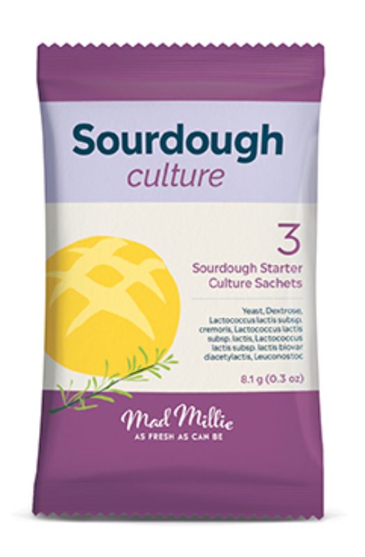 Premium Mad Millie Sourdough Culture for easy home baking, yielding artisan bread with delicious flavor and chewy texture.