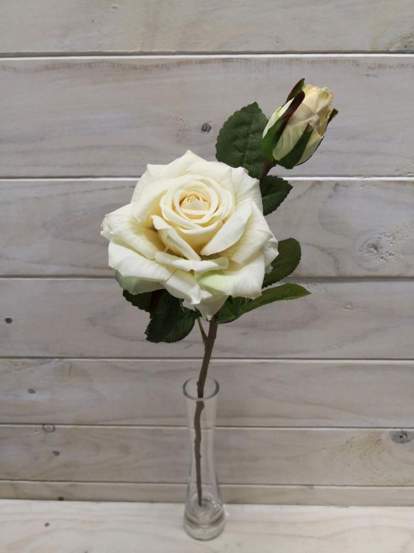 Artificial Victoria Rose Stem (Cream)