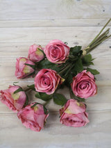 Artificial Rose Bud Bundle X 8 (Mauve Pink)