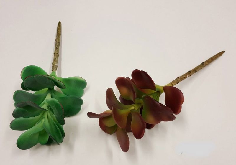 Artificial Tall Jade Succulent (Green/Red)