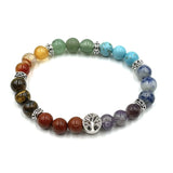 Chakra Stone Bracelet Set - Tree of Life Bead/ Chakra Tumbles