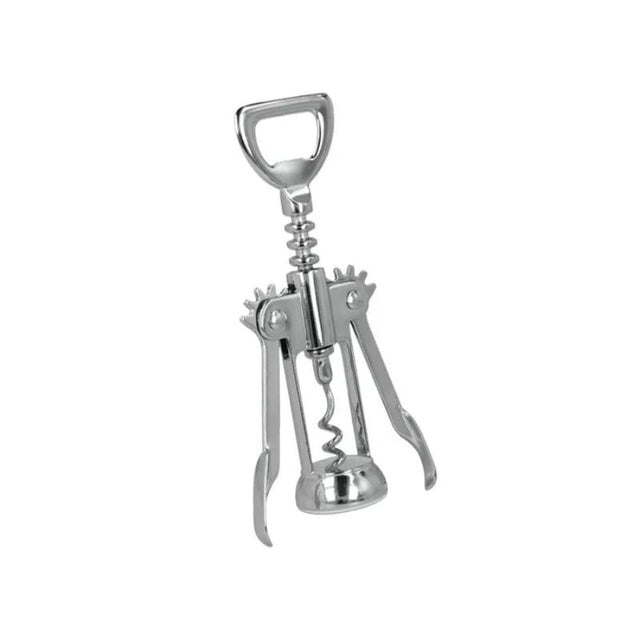 Sleek chrome winged corkscrew from METALTEX, designed for effortless cork removal and stylish wine service.