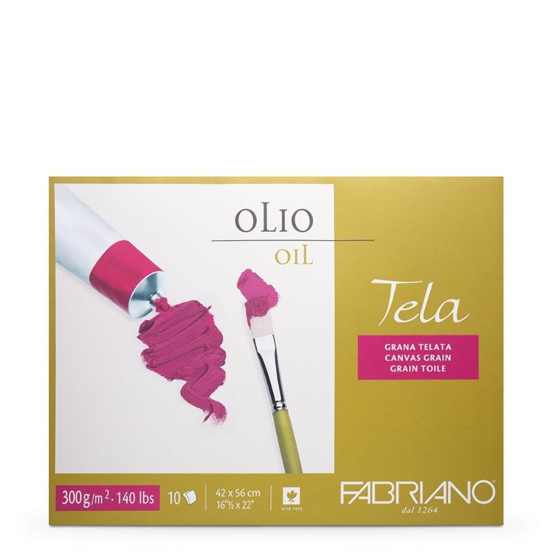 FABRIANO TELA OIL SHEETS 300GSM CANVAS GRAIN 50X65CM - 10 SHEETS