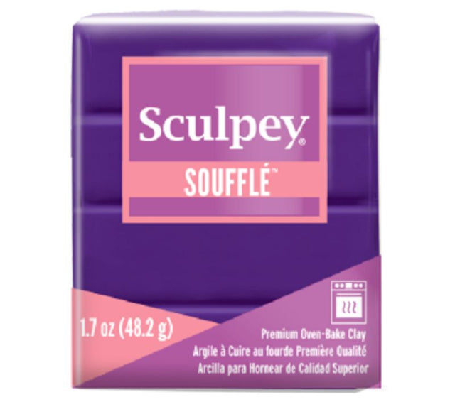 SCULPEY SOUFFLE 48G in Royalty, a lightweight polymer clay with a luxurious suede finish, perfect for vibrant crafts and projects.