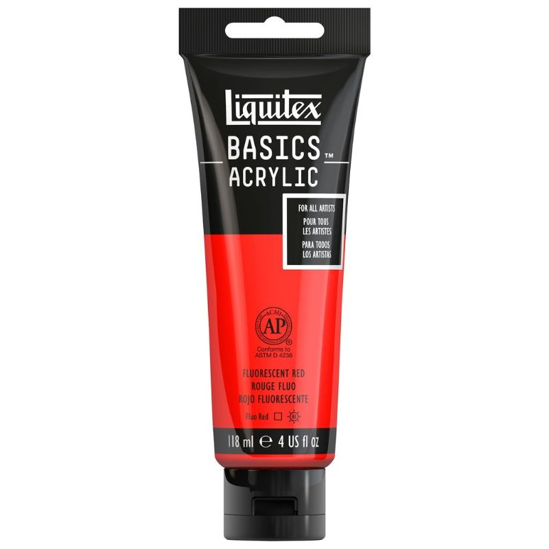 LIQUITEX BASICS ACRYLIC PAINT 118ML - FLURO RED