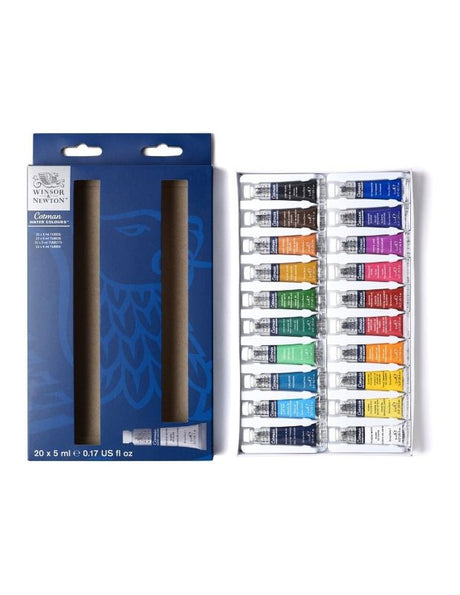 WINSOR AND NEWTON Cotman 5ml Arrival Paint Set featuring vibrant, professional-grade watercolors in compact tubes for artists.