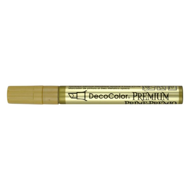 MARVY DECO PREMIUM PAINT MARKER 350 CHISEL in Gold for creating bold lines and details on various surfaces.