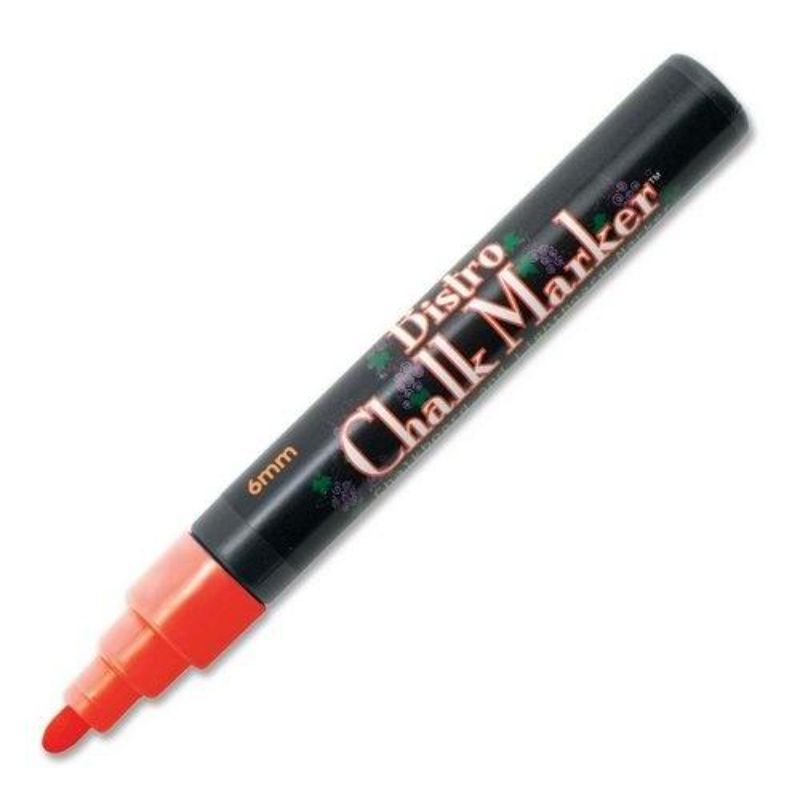 Vibrant Marvy Bistro Chalk Marker in Fluro Orange with bullet tip, ideal for decorating non-porous surfaces and easy cleanup.