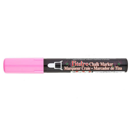 Fluro Pink Marvy Bistro Chalk Marker with bullet nib, perfect for vibrant writing on non-porous surfaces like menus and windows.