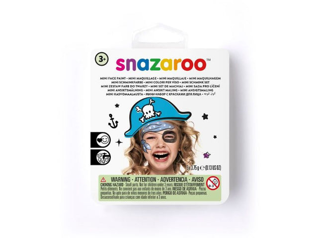 SNAZAROO Mini Face Paint in Pirate design, perfect for kids' imaginative play and easy cleanup after swashbuckling adventures.