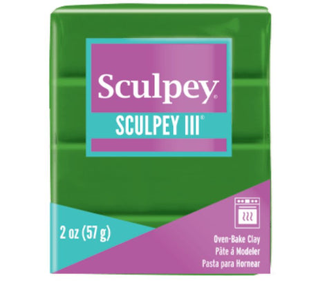 Sculpey III 57g Leaf Green oven bake clay, soft and pliable, ideal for crafts, sculptures, and vibrant DIY projects.