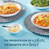 Corelle Winter Frost Low Meal Bowls set of 4, 887ml, durable, stylish, perfect for saucy meals and easy cleanup.