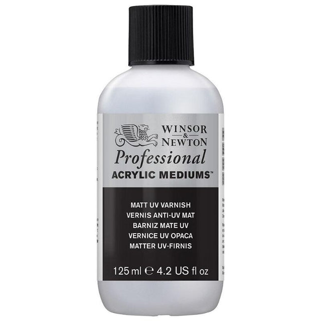 WINSOR & NEWTON PROFESSIONAL ACRYLIC UV VARNISH MATT protects artwork with a durable matte finish and UV lightfastness.